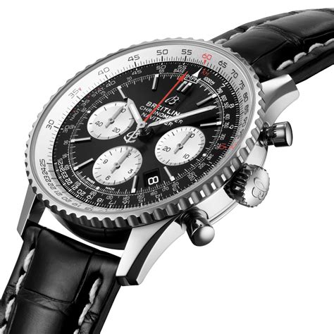 Breitling Stainless Steel Black Crocodile Strap Navitimer 1 B01 